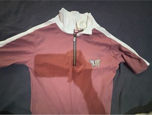 Ribbed Dusty Rose Colorblock Quarter-Zip Top with