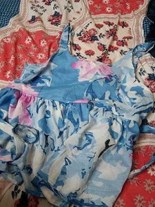 Blue Floral Ruffle Tank Top