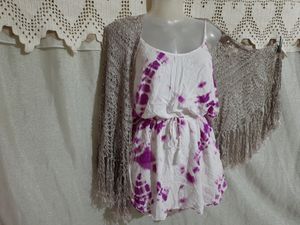 Combo Of Short Dress &amp; Crochet Flared Srug