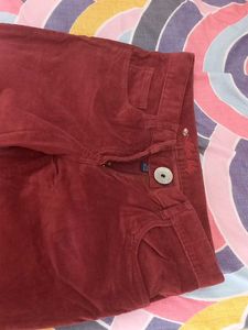 Red Corduroy Flare Pants