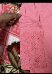 Pink Cotton Chikankari Kurta