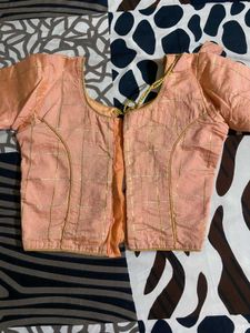 Peach Blouse with Gold Lines