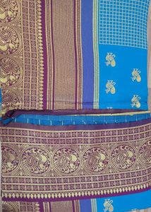 Stunning Blue &amp; Gold Silk Saree