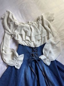 Corset style denim flare dress