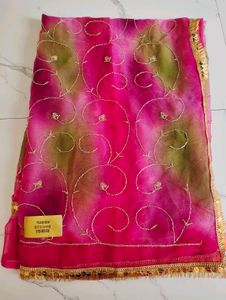 Stunning Pink Tie-Dye sarees with Golden Borders