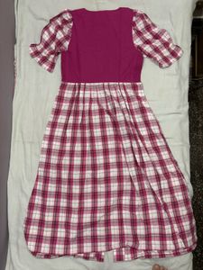 Chic Pink Plaid Button-Up Dress