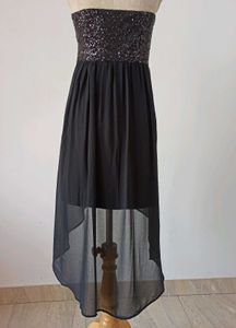 Sparkly Strapless Black Dress. small holes