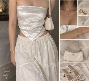 White Satin tube  Top