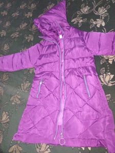 Purple Quilted Puffer Coat