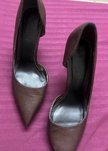 MANGO CROC COFFEE BROWN Stiletto Heels