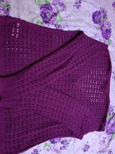 Purple Cropped Cardigan