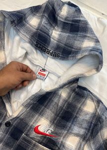 Nike Supreme Men's Plaid Hooded Flannel Jacket
