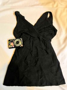 Chic Black Ribbed top y2k