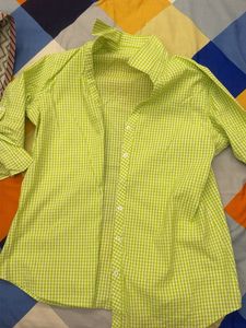 Lime Green Gingham Button-Up Shirt