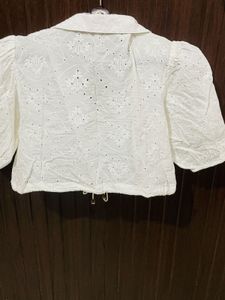 Chic White chickenkari Crop shirt