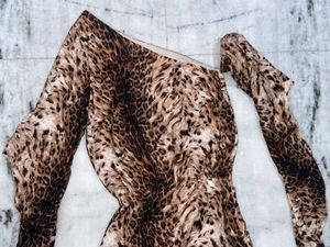 Leopard Print One-Shoulder Dress