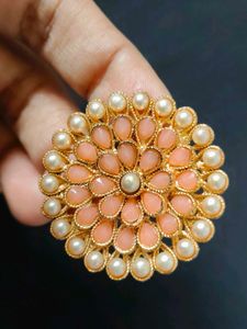Peach & Pearl Floral Ring
