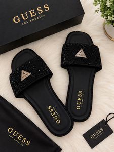 Guess Embellished Black Slides