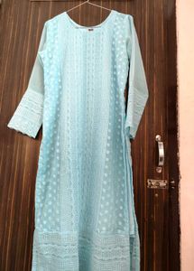 Elegant Sky Blue Chikankari Kurta