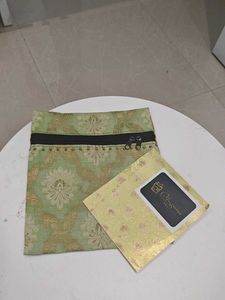Elegant Brocade Pouch with Zipper