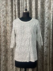 White Printed 3/4 Sleeve Top
