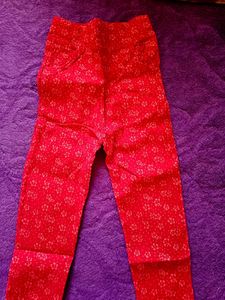 Chic Red Floral Jeggings