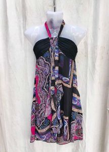 4267. Bohemian Print Halter Neck Mini Dress