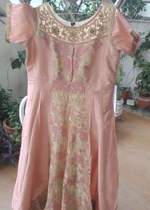 Elegant peach Embroidered anarkali style now a day