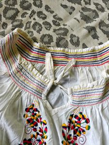 Boho Embroidered White Blouse