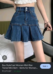 Stylish Pleated Denim Mini Skirt