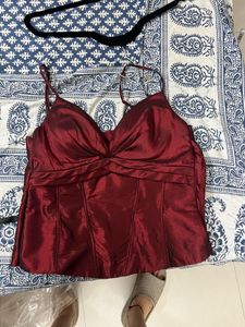 red iridescent corset y2k