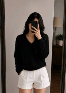 Cozy Black Fuzzy Sweater