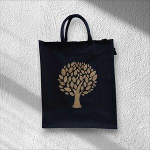 BEAUTIFUL (Tree) CANVAS BLACK TOTE/LUNCH BAG