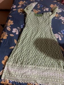 Lakhnavi  Green Embroidered Kurta