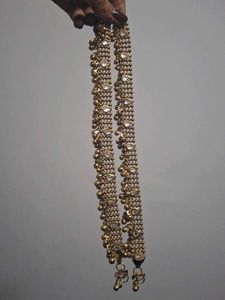 Elegant Gold Anklets with White Stones