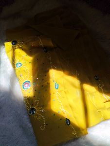 Vibrant Yellow Embroidered Saree