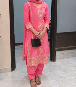 Elegant Pink Kurta Set with Salwar and Dupatta