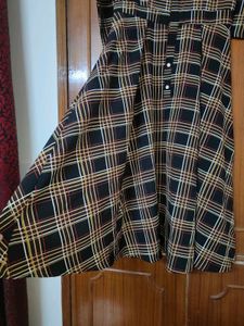 Stylish Buttoned Plaid Midi Dress