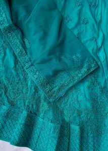 Stunning Teal Embroidered Lehenga Choli Set