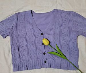 Lilac Knit Cropped Cardigan