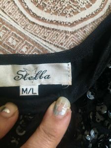 Sparkly Black Sequin party Tank Top in 36 bust
