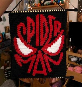 🕸️๋࣭ ⭑Spiderman Crochet Tapestry🕸️๋࣭ ⭑