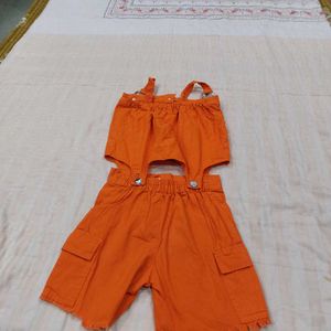 Bright Orange Overalls Set