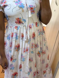 New piece Customized Floral Print White Maxi Dress