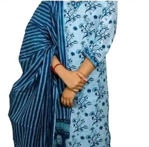 Blue Floral Print Kurta Set