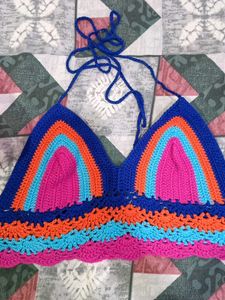 Boho Rainbow Crochet Crop Top