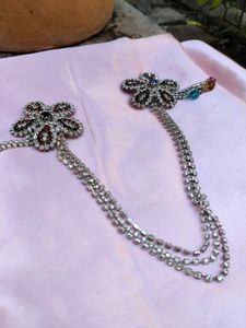 Vintage Rhinestone Flower Collar Clips
