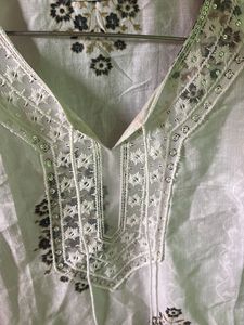 White Kurta with Black &amp; Gold Print