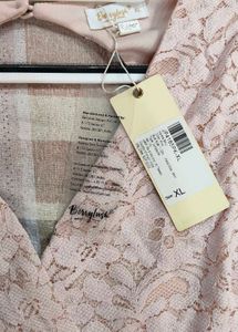 Pink Lace Bell Sleeve Romper