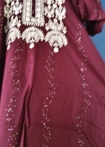 Maroon Embroidered Kurta